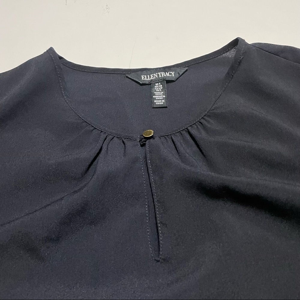 Ellen Tracey Boho Statement Sleeve Business Casual Keyhole Blouse Size Small - Picture 4 of 6